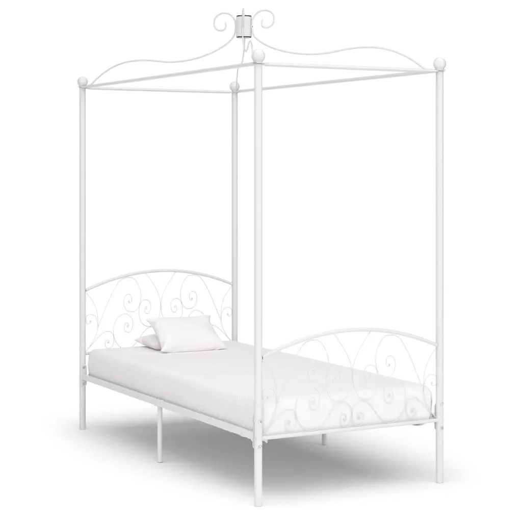 Weißes Himmelbett-Gestell aus Metall 211x99x227 cm