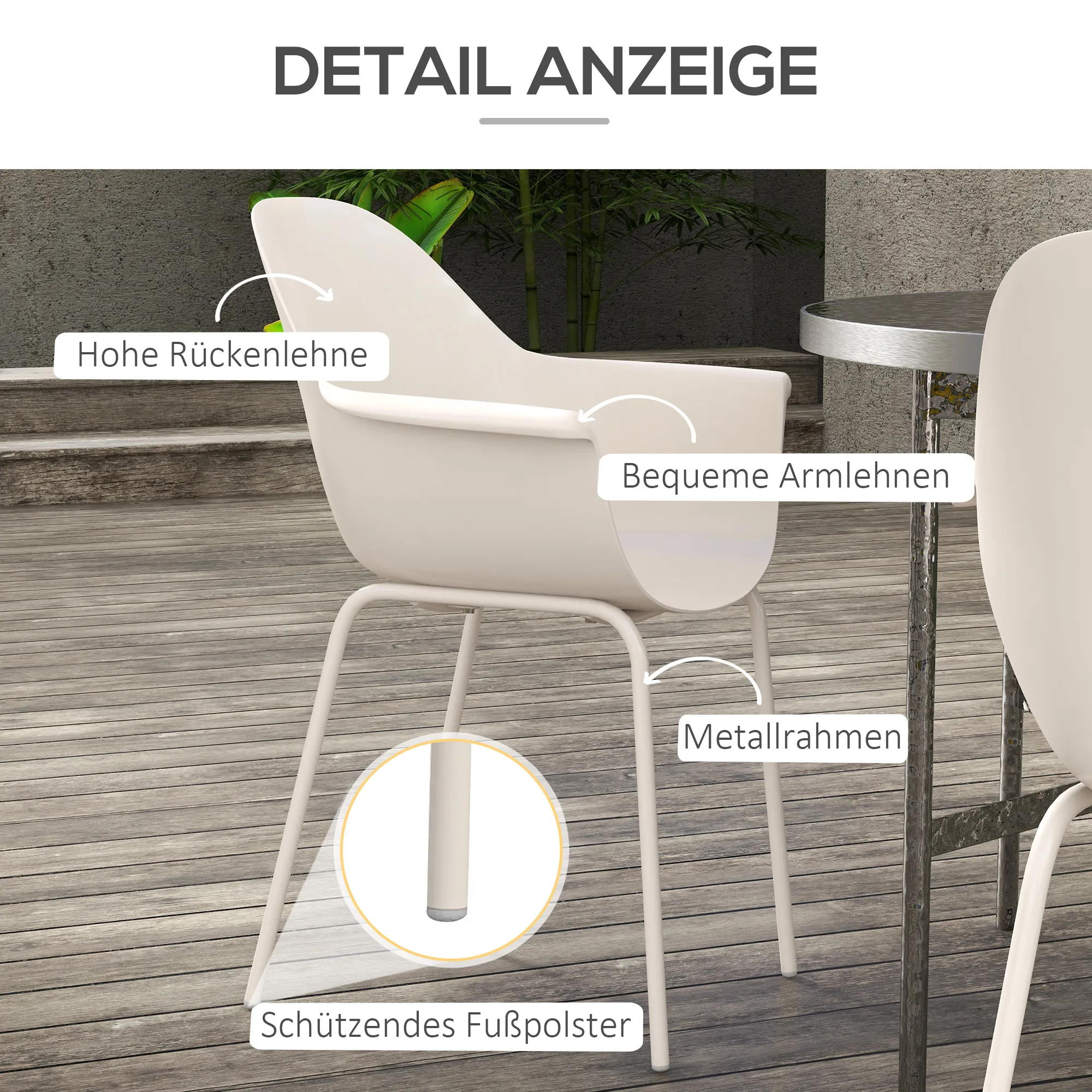 Gartenstühle Grau 59L x 55B x 84H cm
