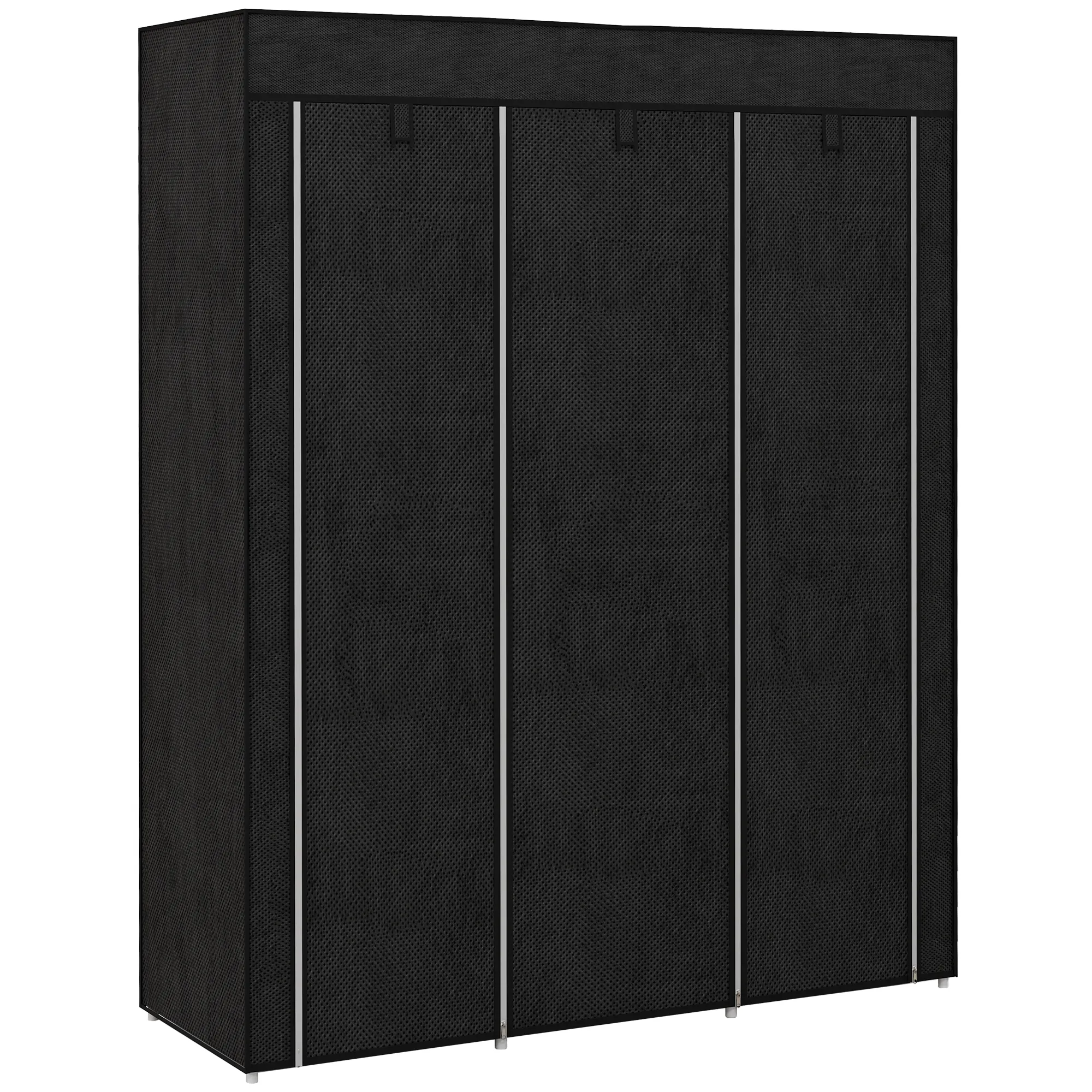 Stoff Kleiderschrank Schwarz 125L x 43B x 162,5H cm