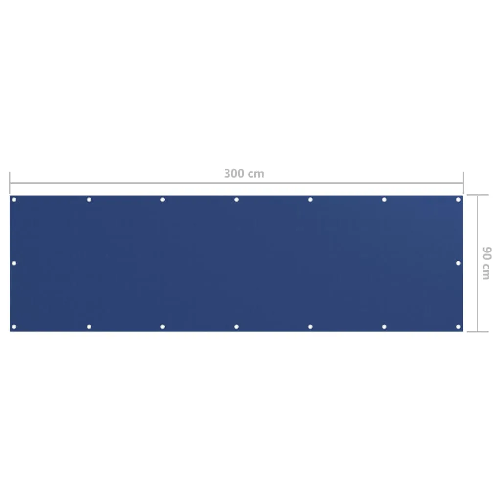 Balkon-Sichtschutz wasserdicht 90 x 300 cm Blau aus PU-beschichtetem Oxford-Gewebe