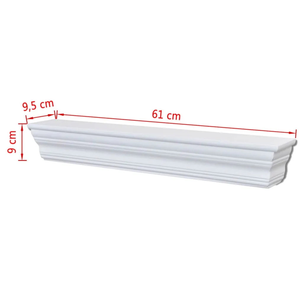 Wandregale Barockstil 61x9,5x9 cm Weiß MDF 2er-Set