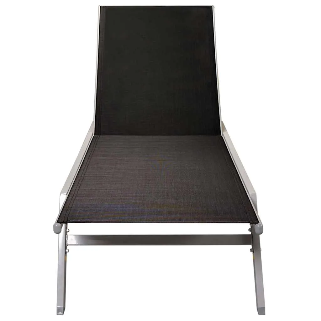Sonnenliege 200x58x32 cm Schwarz und Silber mit verstellbarer Rückenlehne