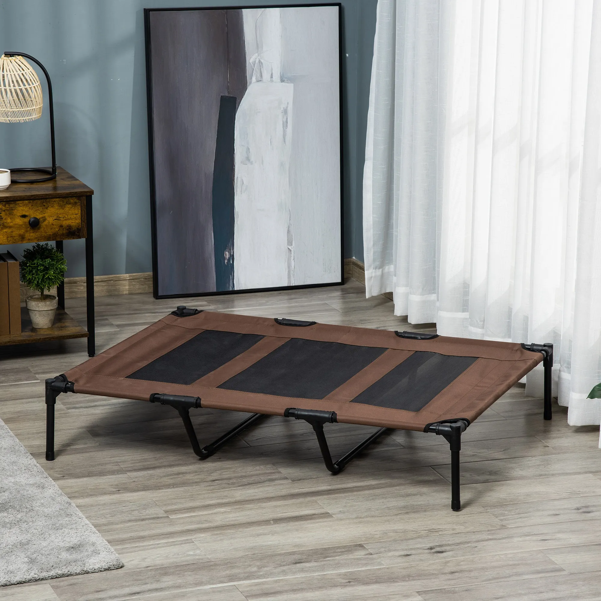 Hundeliege Outdoor erhöht, faltbar, Oxford, 122x92x23 cm, Braun