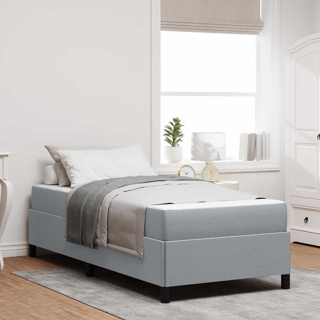 Boxspringbett mit Matratze, Holzwerkstoff, 200 x 90 cm, Hellgrau