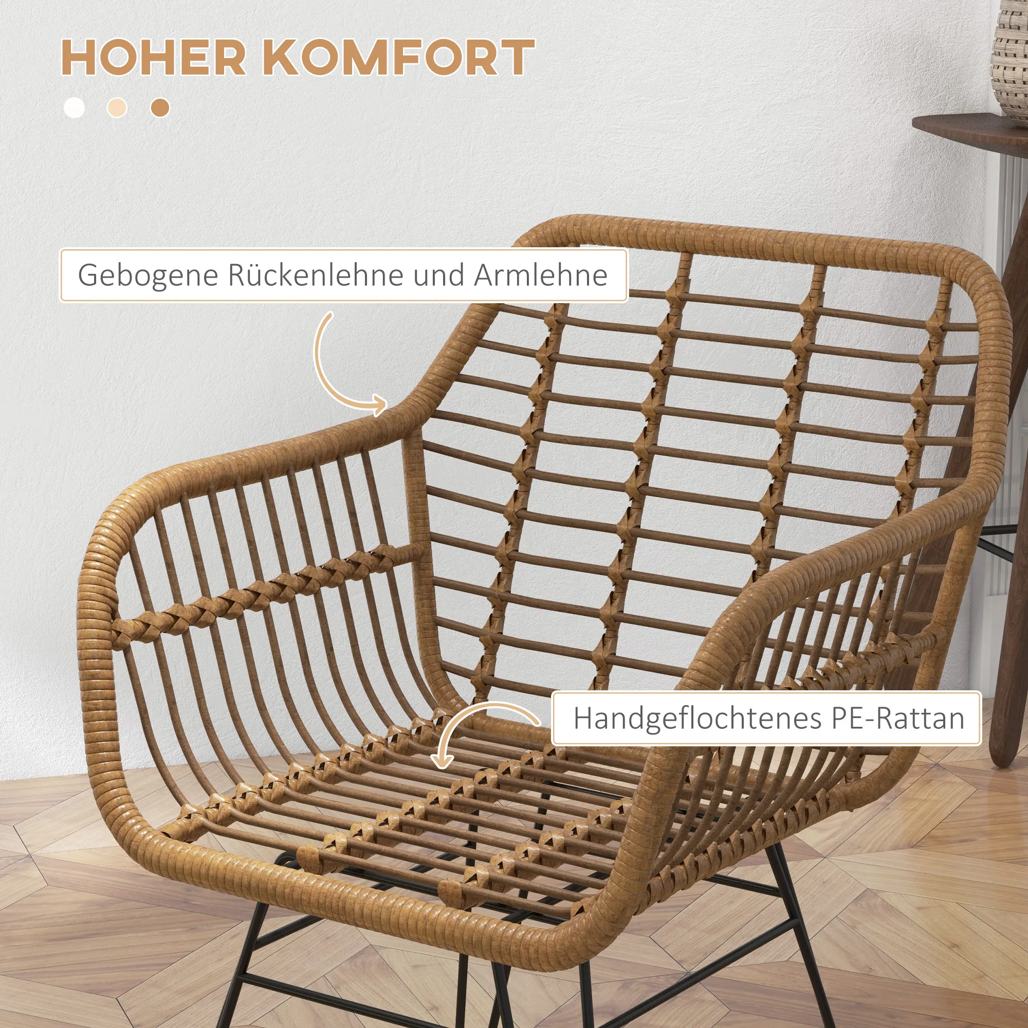 Esszimmerstühle 56L x 60B x 79H cm in Hellbraun+Schwarz
