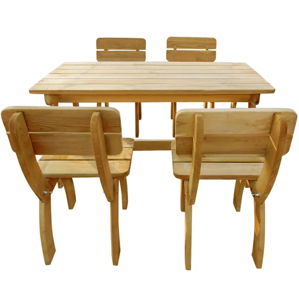 Gartenmöbel-Set Massivholz Grün imprägniert 150x74x75 cm Tisch & Stühle