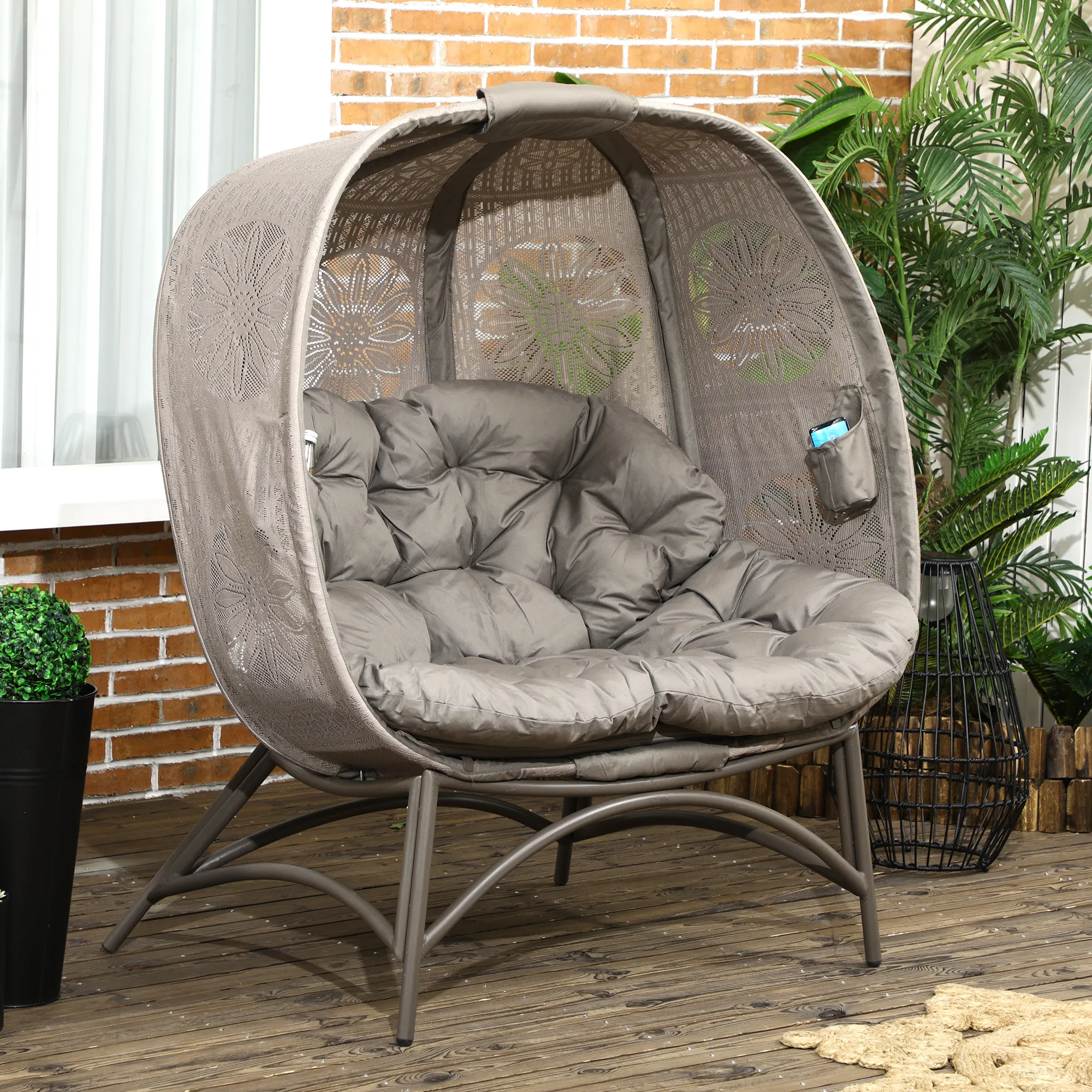 Gartenstuhl Sandbraun 126L x 75B x 142H cm für zwei Personen