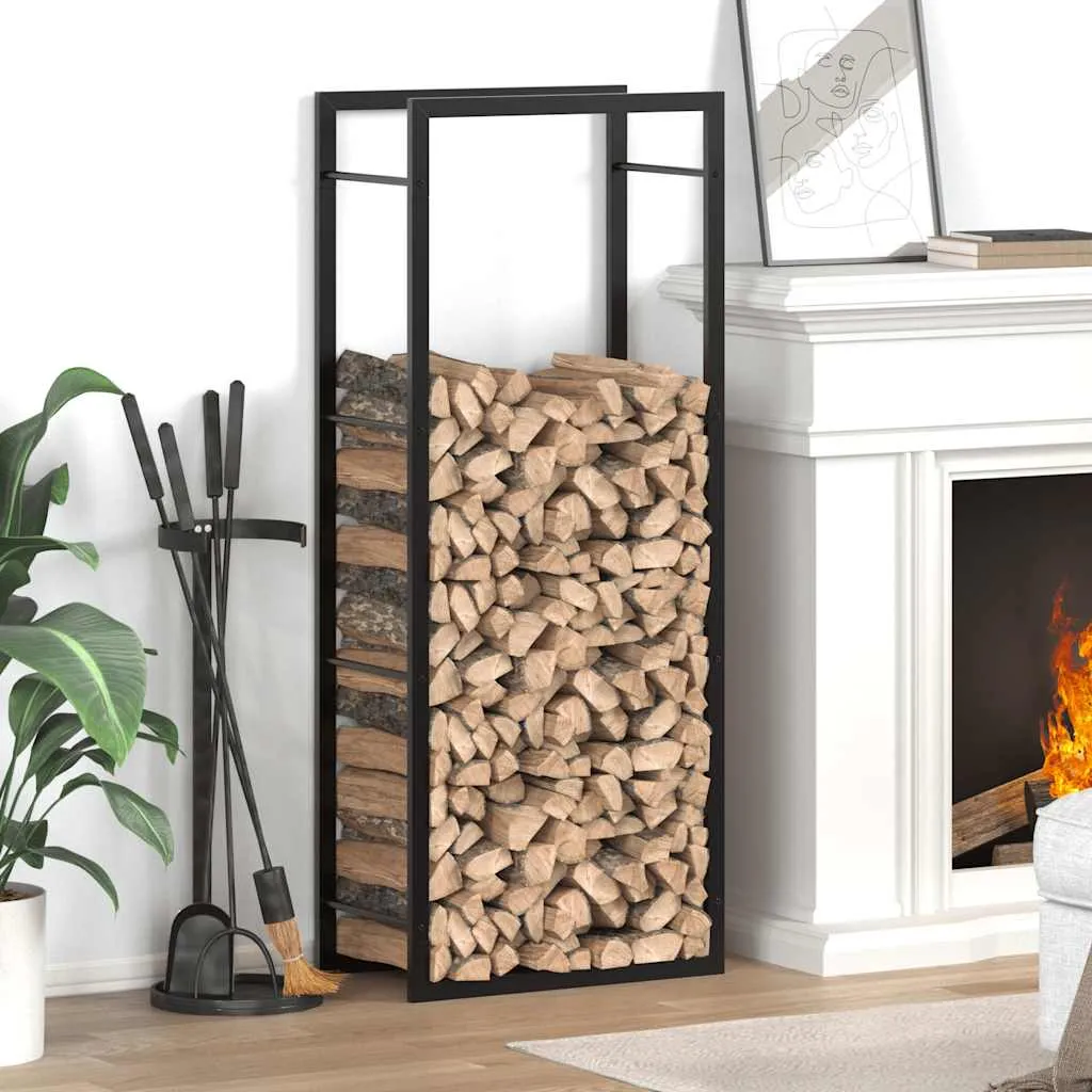 Kaminholzregal aus Stahl 50 x 28 x 132 cm Mattschwarz