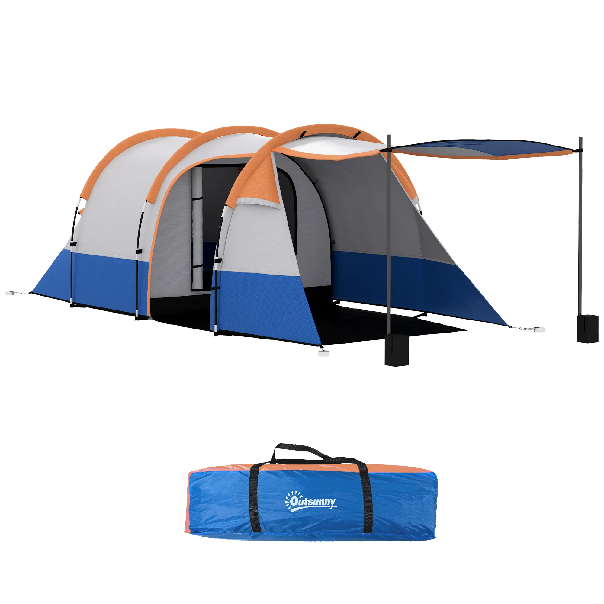 Tunnelzelt 4 Personen 420x200x150 cm Orange