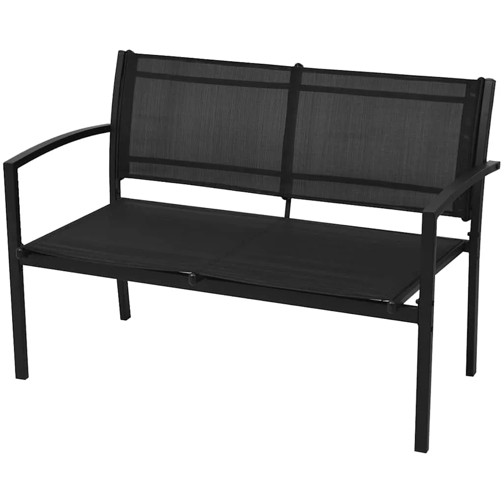 Schwarzes Gartenmöbel-Set Stahlrahmen 110x62x78 cm Bank & Stühle