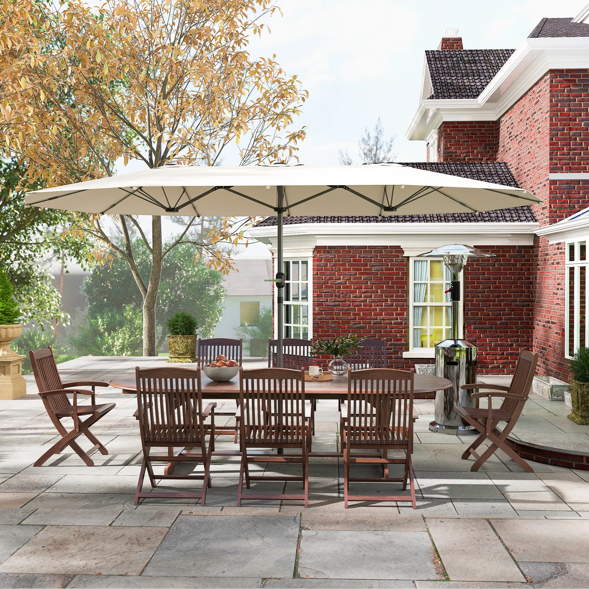 Doppelseitiger Sonnenschirm 4,4 m Beige für Garten
