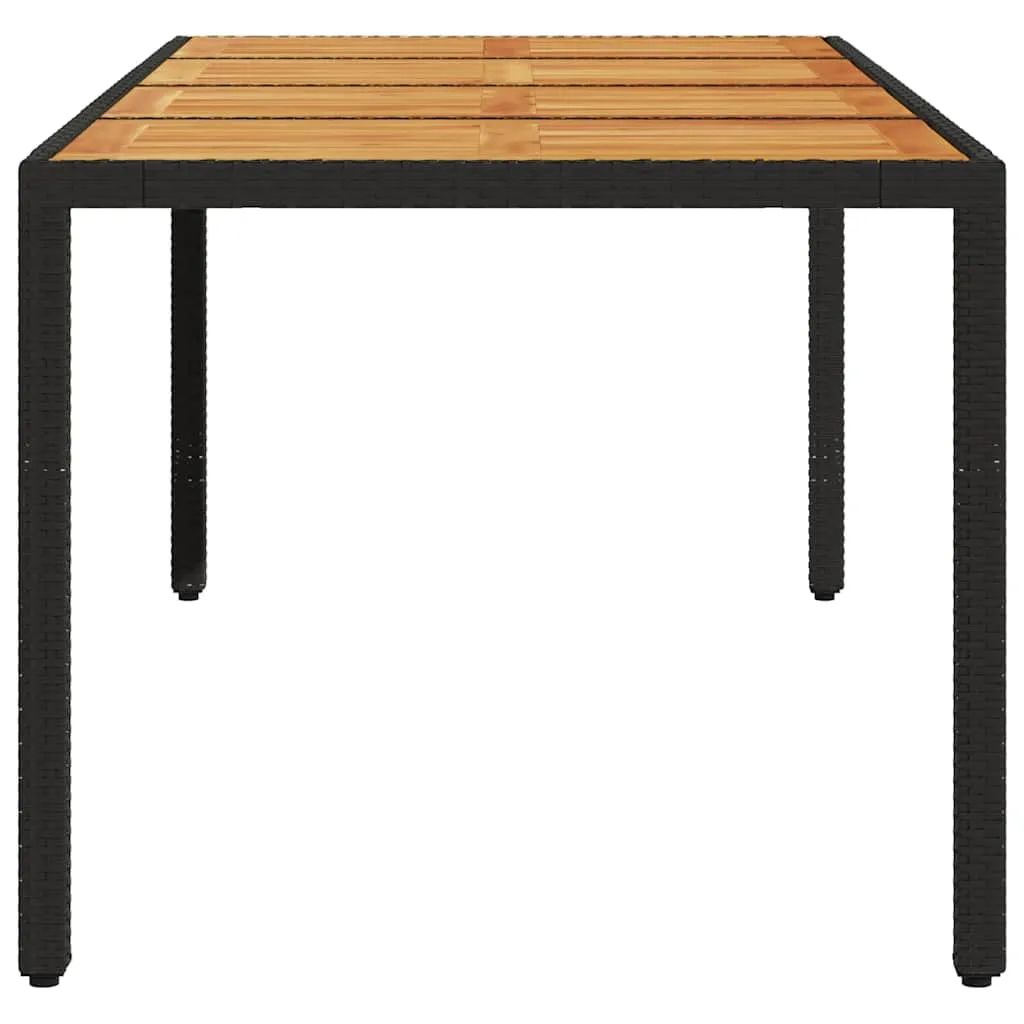 Gartentisch mit Echtholz-Tischplatte 190x90x75 cm Schwarz