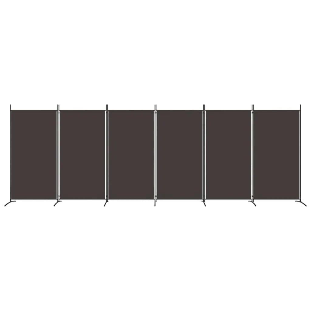 Paravent Raumteiler 520x180 cm Braun mit 6 Paneelen aus Stoff