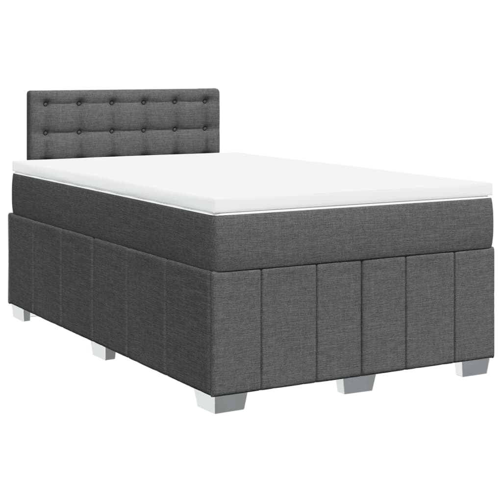 Boxspringbett 120x190 cm mit LED-Beleuchtung, Dunkelgrau, Stoff
