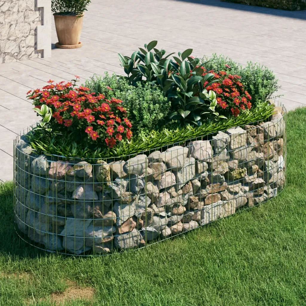 Gabionen-Hochbeet 200 x 100 x 50 cm in Silber