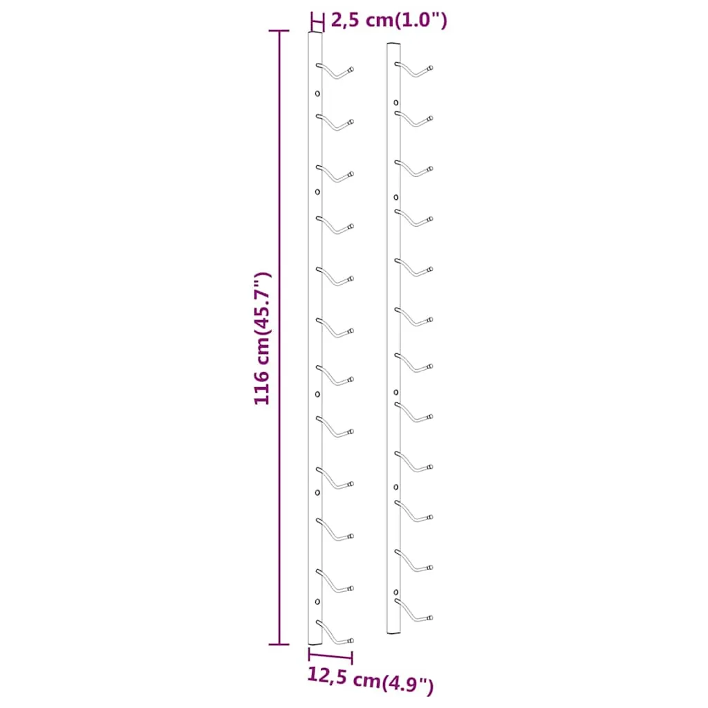 Weinregal Golden 12 Flaschen 12,5 x 2,5 x 116 cm