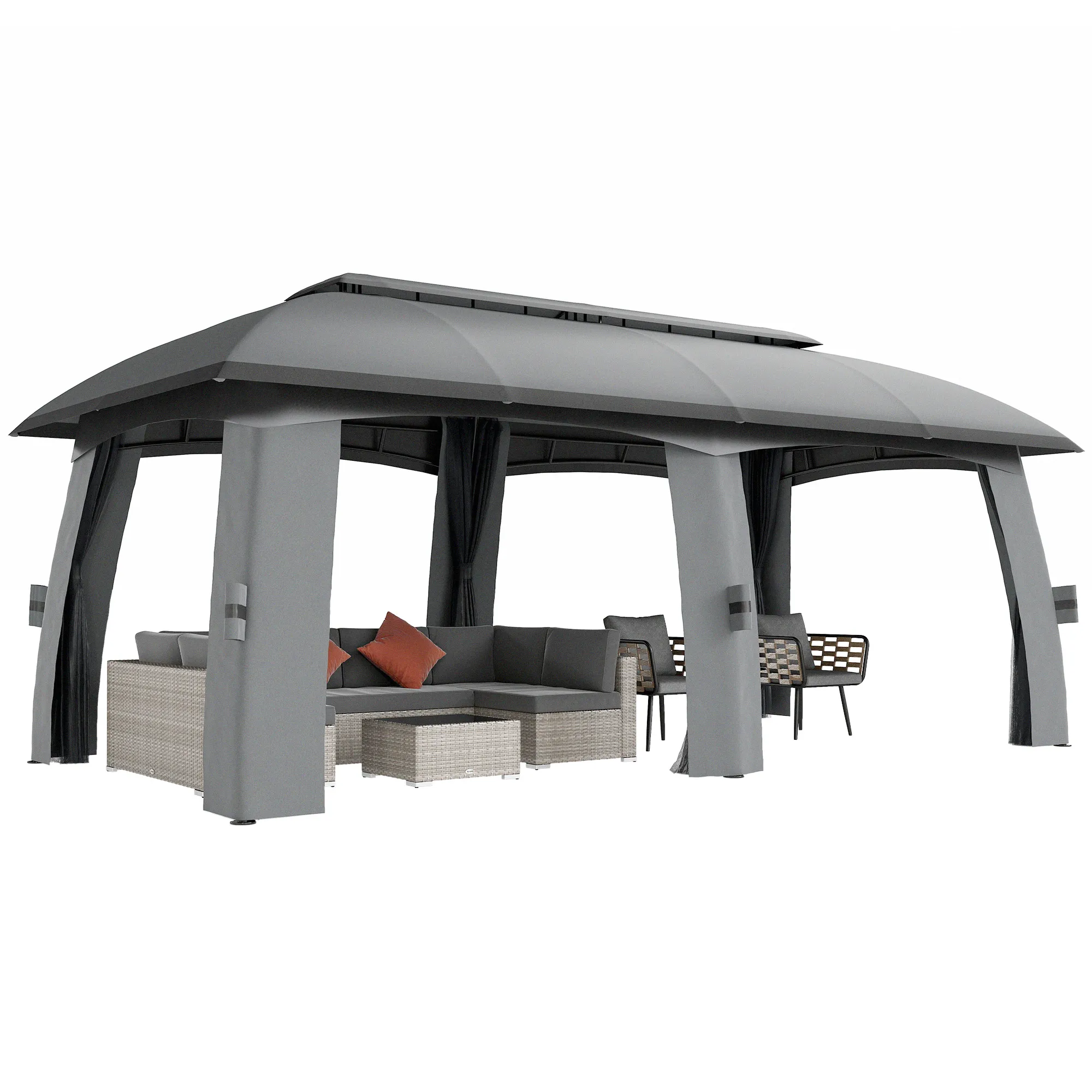 Pavillon 3x6m Dunkelgrau für bis zu 15 Personen