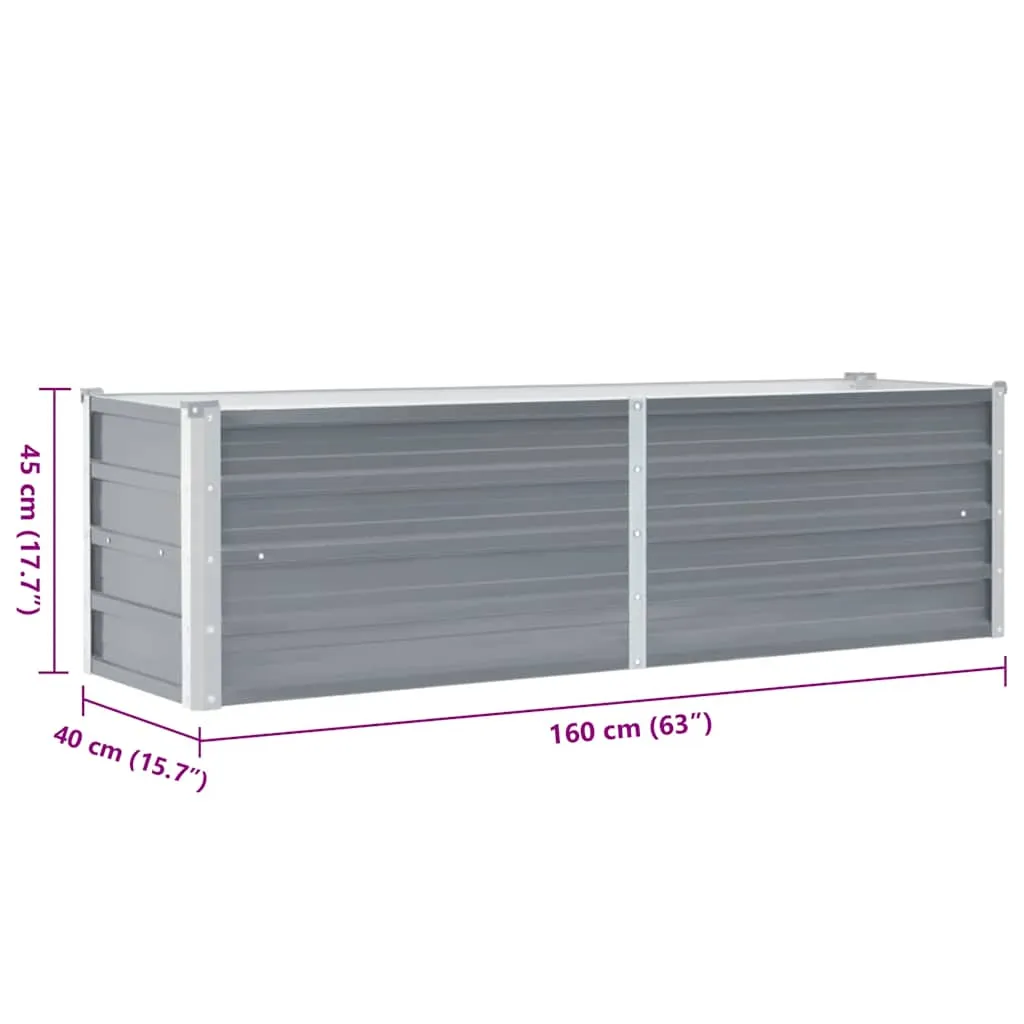 Elegantes Hochbeet aus verzinktem Stahl 160x40x45 cm Grau