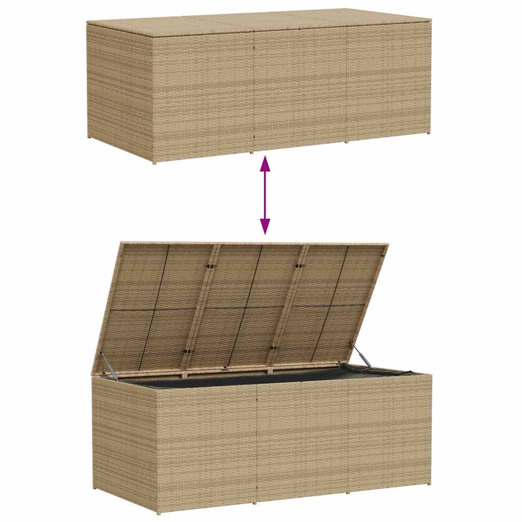 Garten-Truhe aus PE-Rattan und Stahl 180x90x70 cm in Beigemischung