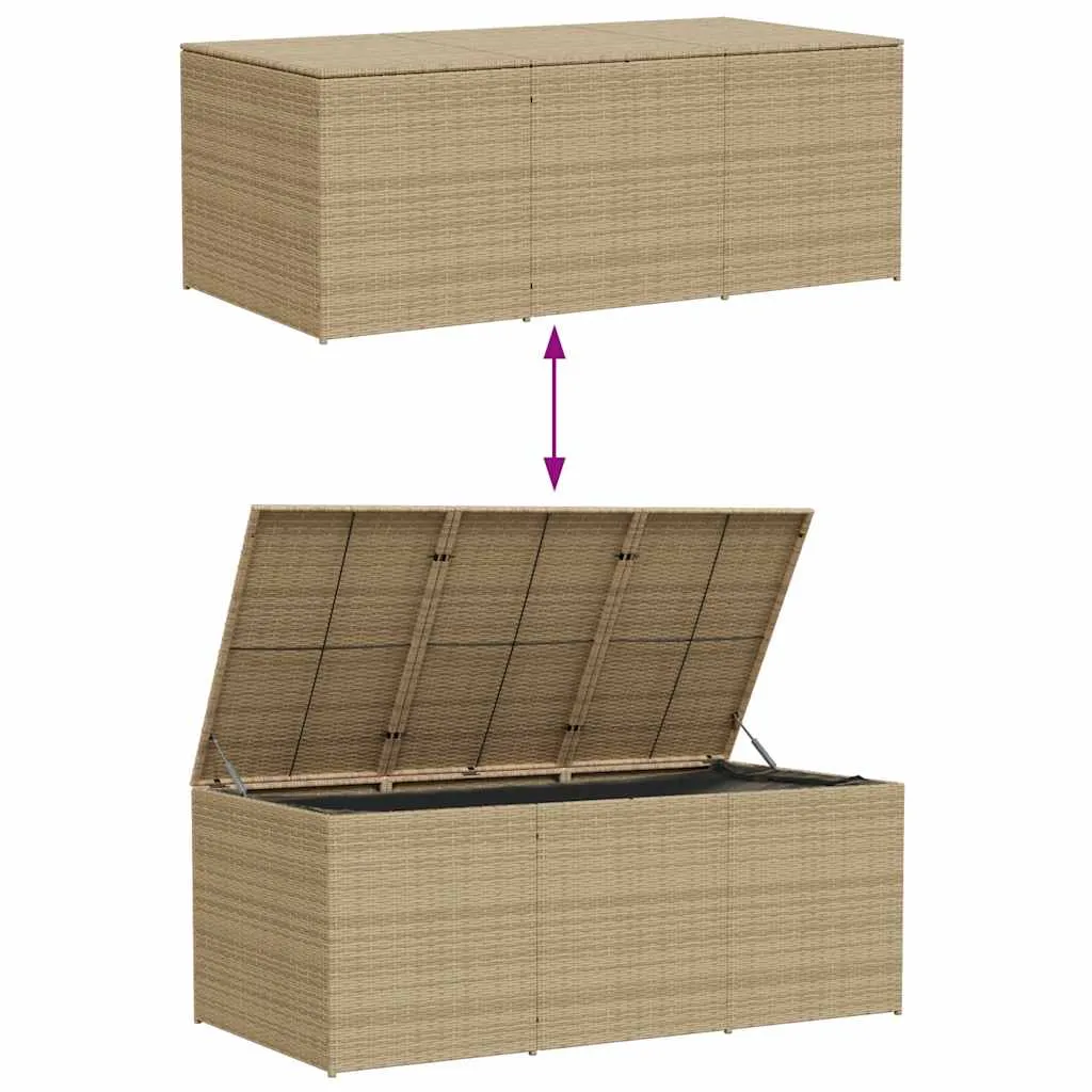 Garten-Truhe aus PE-Rattan und Stahl 180x90x70 cm in Beigemischung