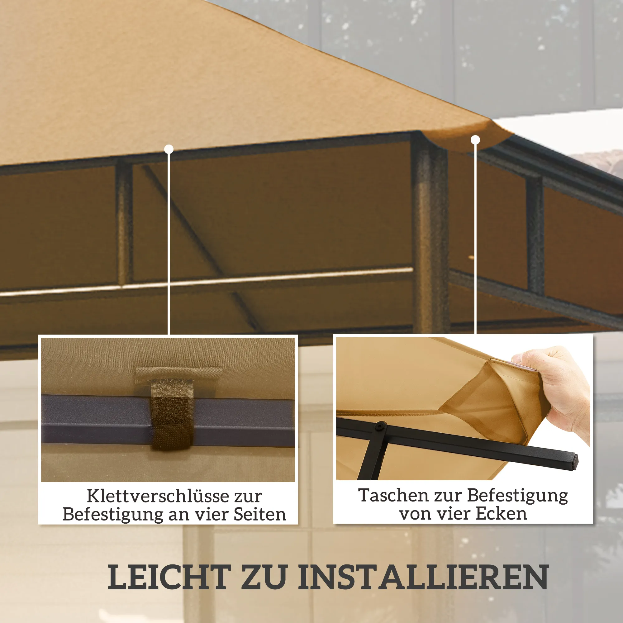 Pavillon Ersatzdach 298x295 cm Beige