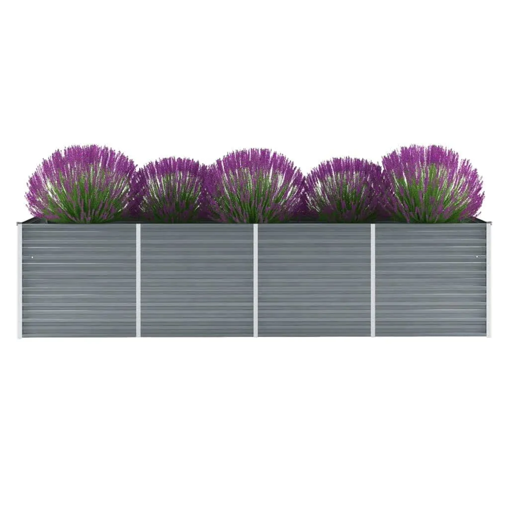 Garten-Hochbeet aus verzinktem Stahl 320x80x77 cm Grau