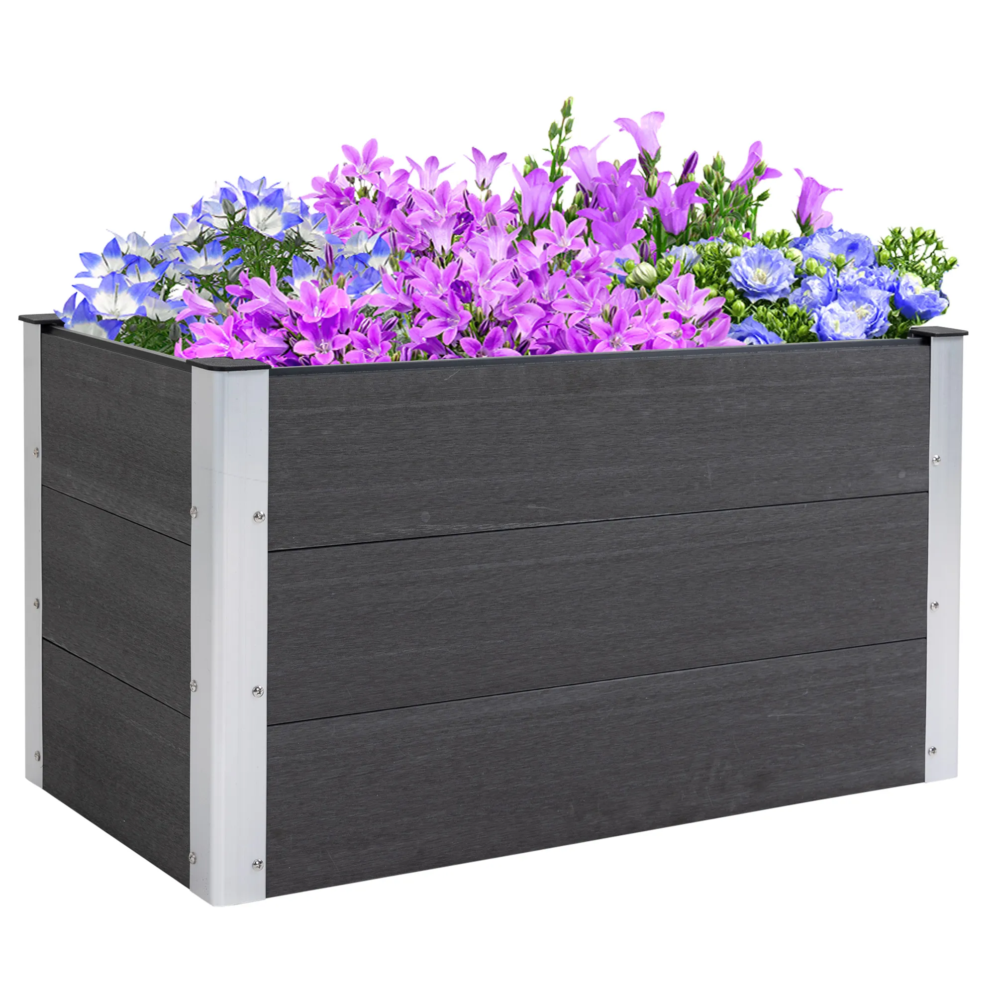 Hochbeet Aluminium, Pflanzbeet Frühbeet Gartenbeet Blumenkasten wetterfest, ohne Boden, Pflanzkasten 100x50x55,5cm für Terrasse, Balkon, Blumenkasten für Blumen, Pflanzen, Grau