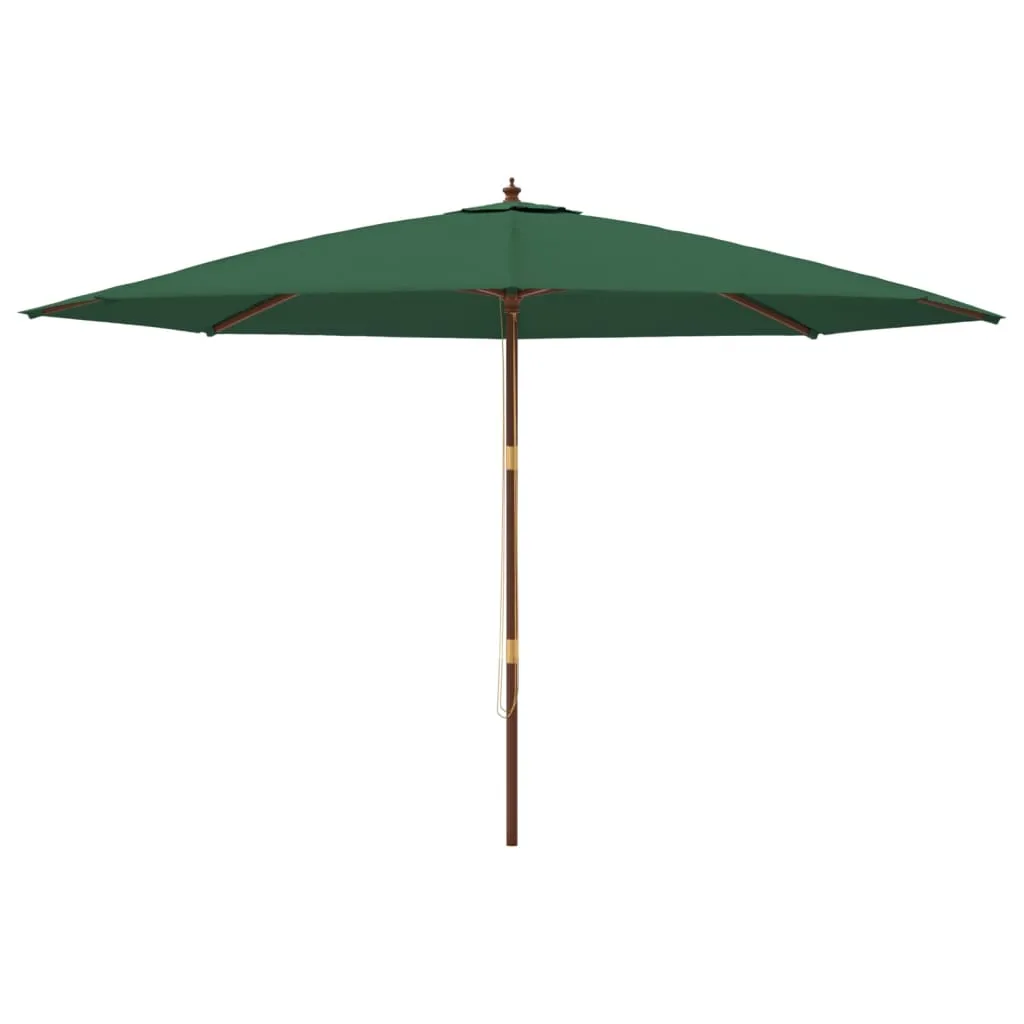 Grüner Sonnenschirm 400 x 273 cm mit Naturholzgestell