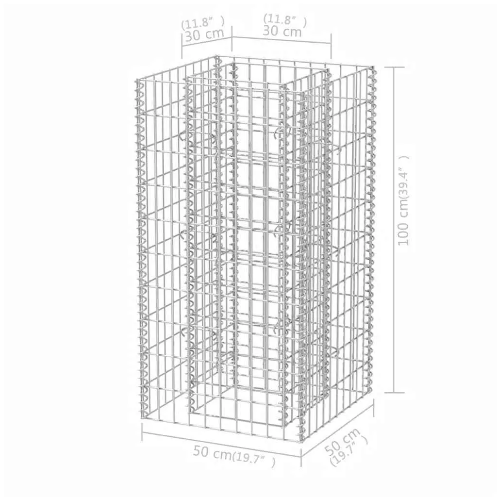 Gabionen-Hochbeet Stahl 50x50x100 cm
