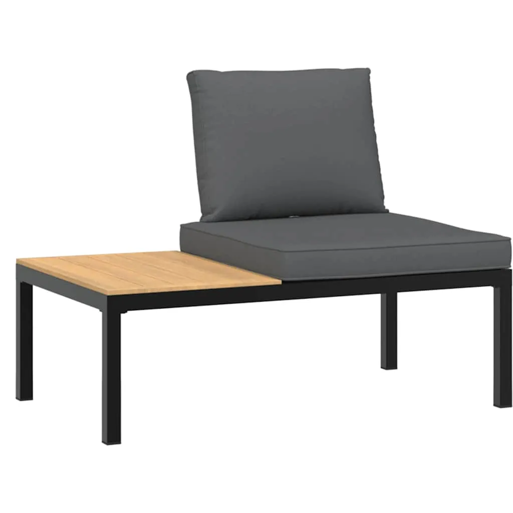 Gartenbank Schwarz 110 x 73 x 73 cm mit Kissen und Beistelltisch