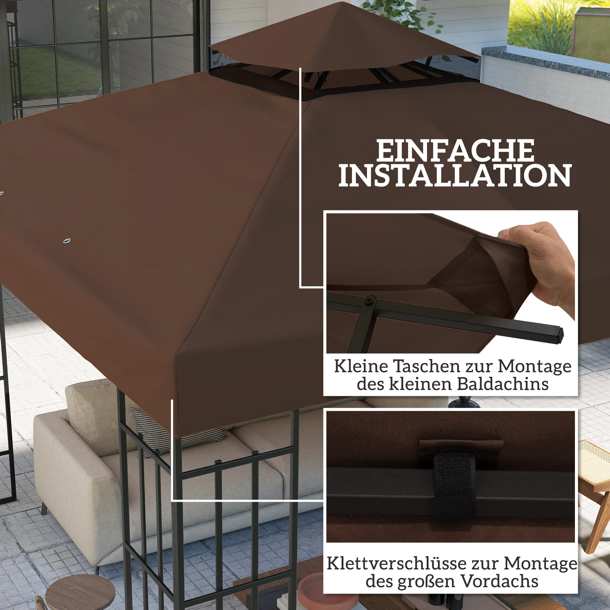 Ersatzdach 300x300 cm Kaffee für Pavillon