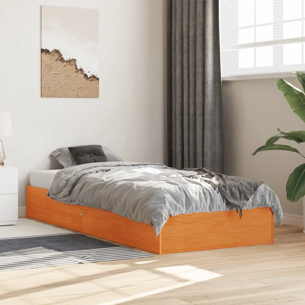 Holzbett 193 x 77,5 x 23 cm in Wachsbraun