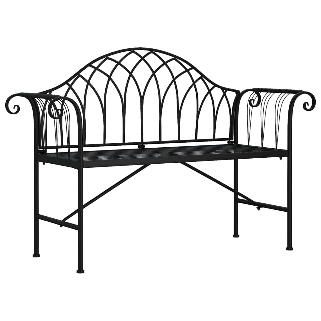 2-Sitzer Gartenbank Metall 128 x 44,5 x 88 cm Schwarz