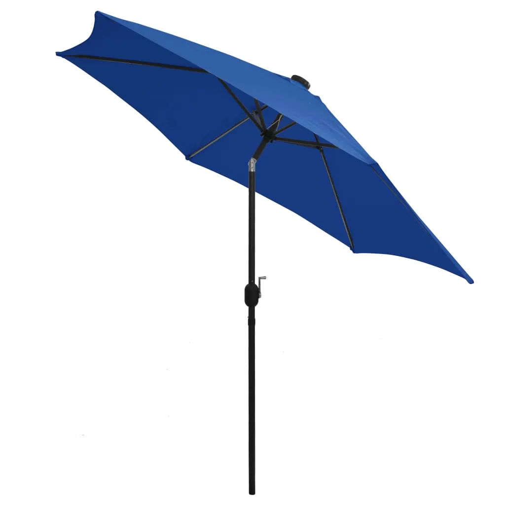 Sonnenschirm Azurblau 300 x 240 cm mit LED und Kurbel
