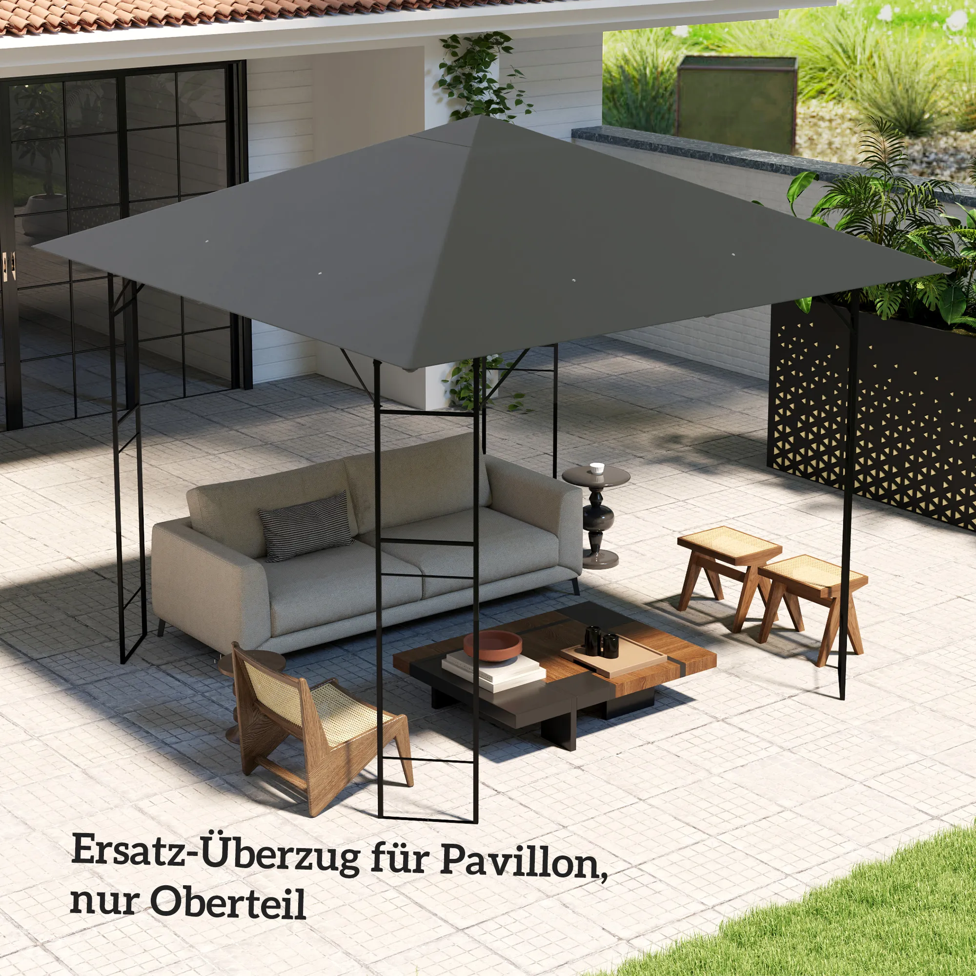 Pavillon Ersatzdach 3 x 3 m Grau