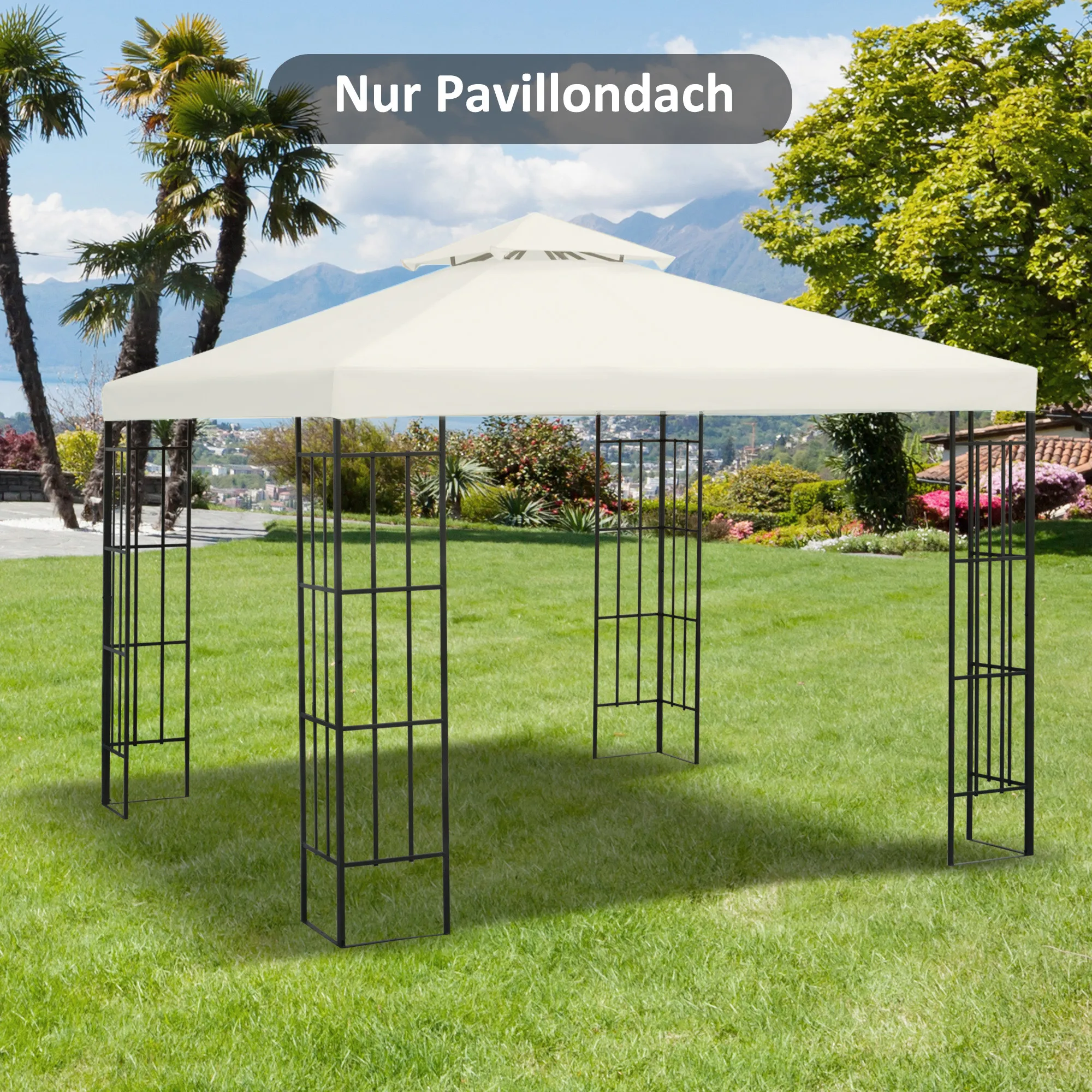 Pavillon Ersatzdach 3x3 m Cremeweiß aus Polyester