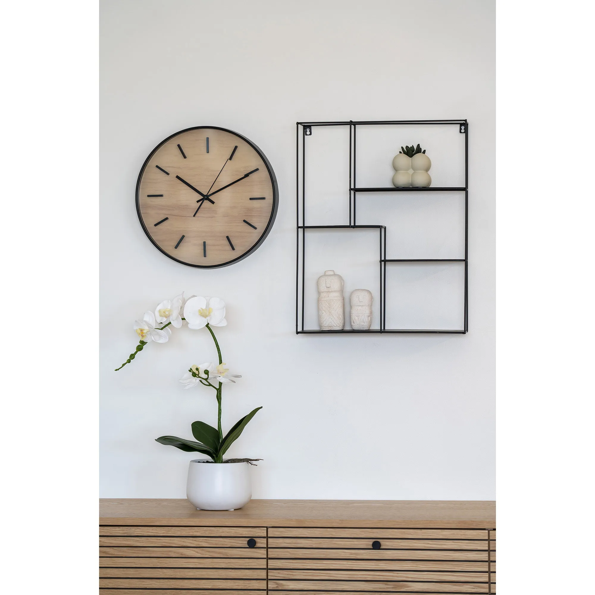 tinkaro Wanduhr Camden Glas, Kunststoff Schwarz / Natur