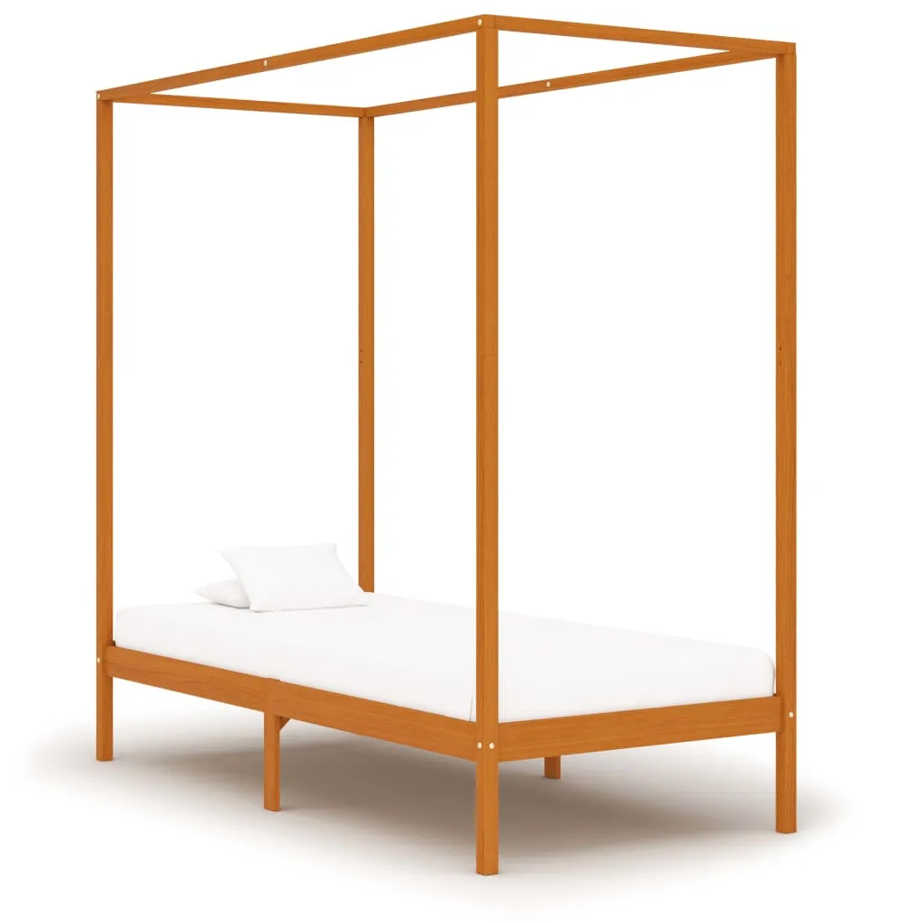 Himmelbettrahmen aus Massivholz, Honigbraun 204 x 94 x 200 cm