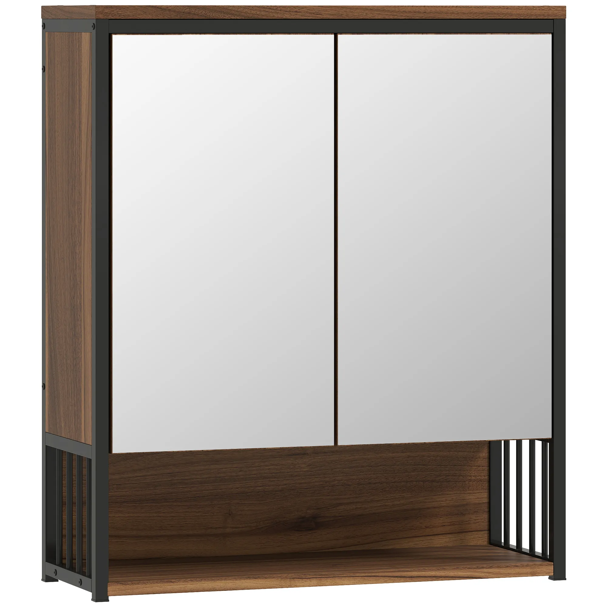 Badezimmerschrank mit Spiegel 56B x 20T x 65H cm Braun