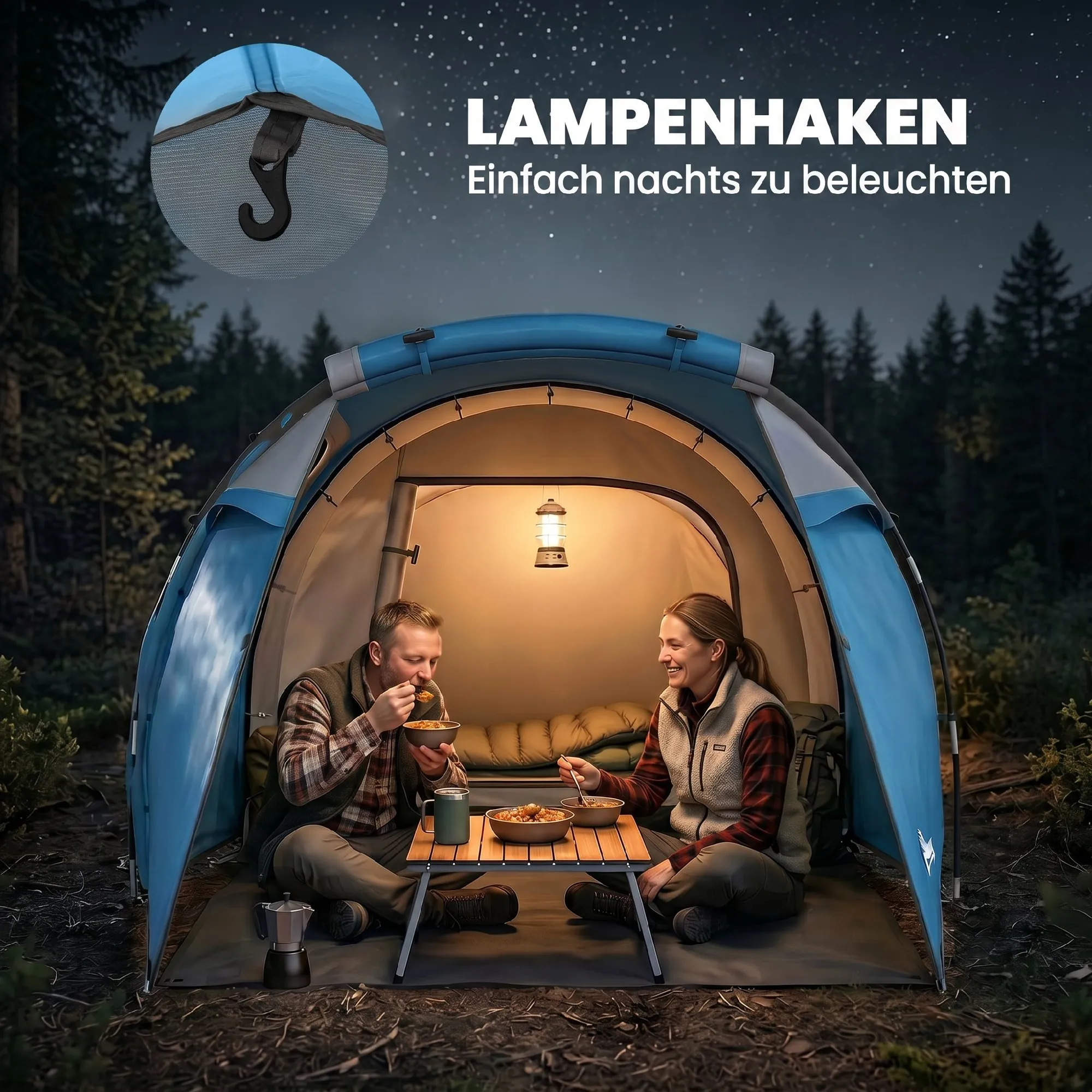 Campingzelt 2-3 Personen 426x206x154 cm Hellblau
