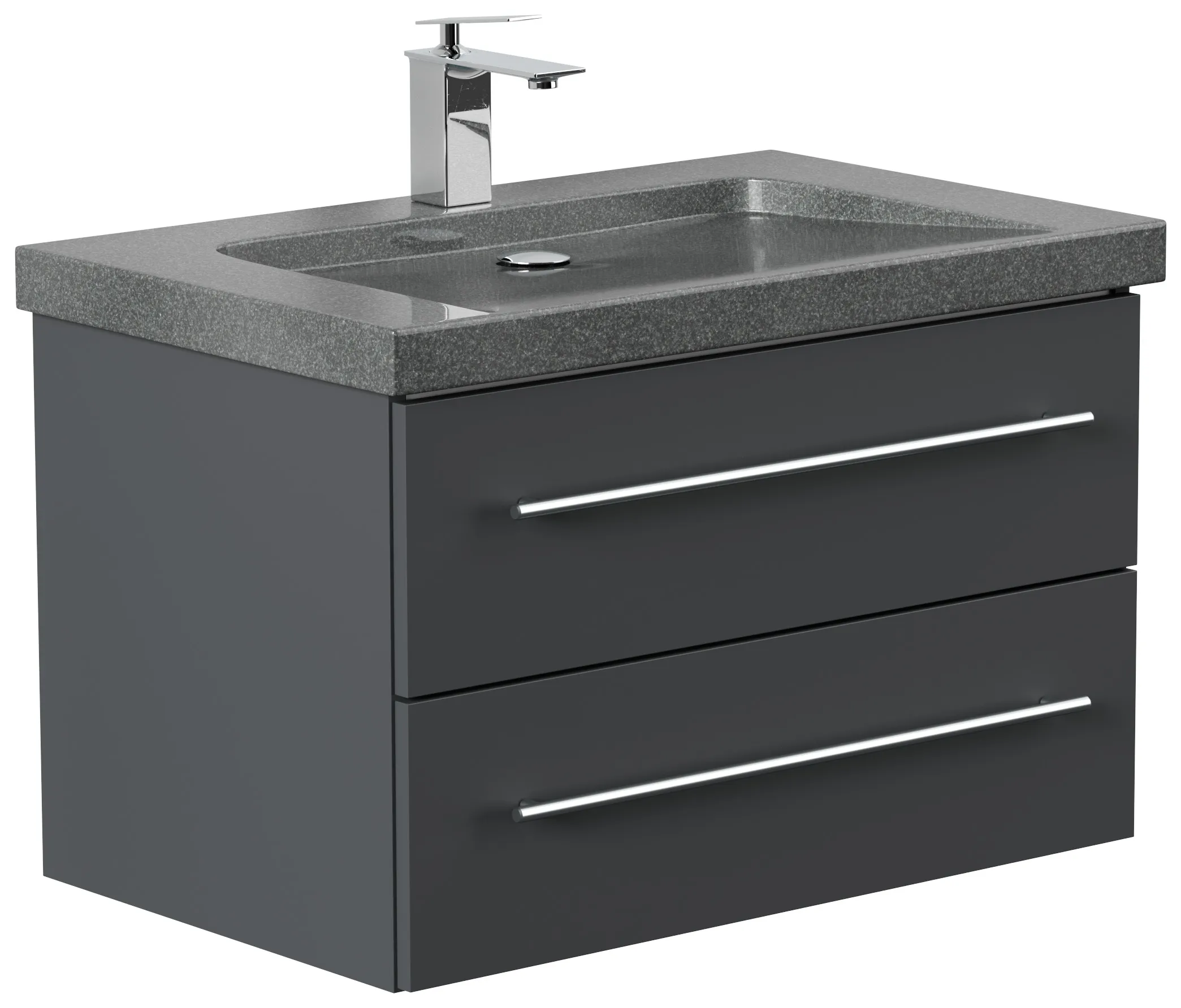 Badmöbel Granit G654 YAMO 75cm 1 Hahnloch SoftClose grafit