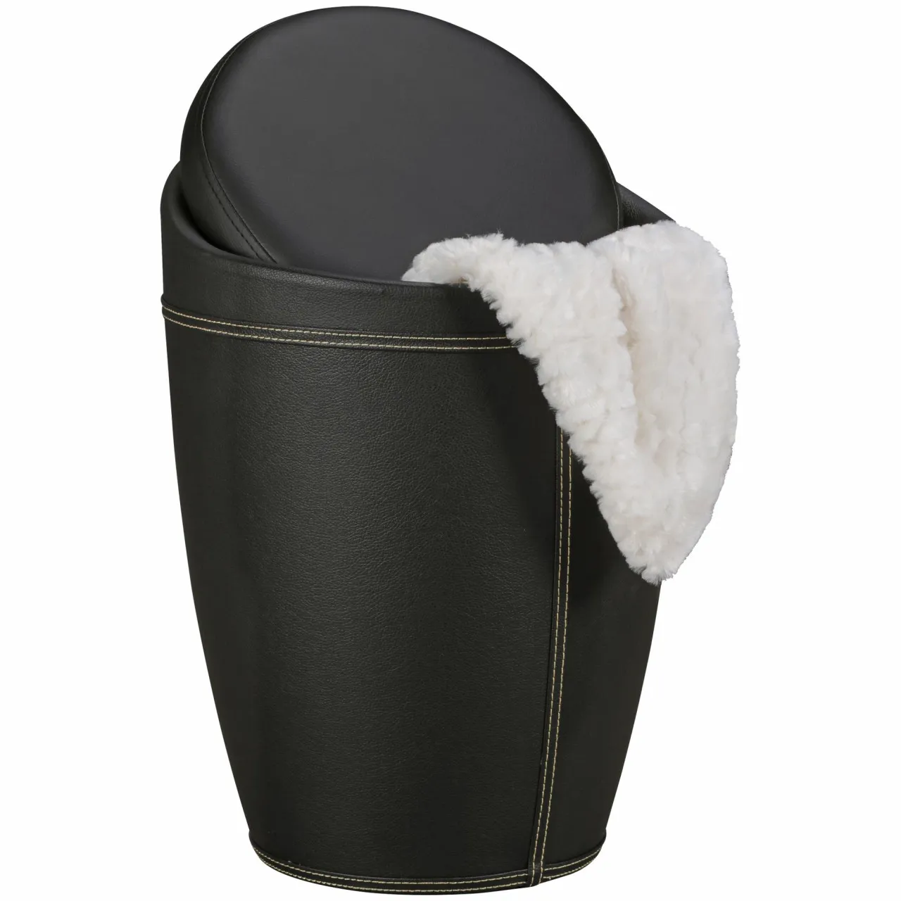 tinkaro Wäschebehälter EDDIE Kunstleder Wäschekorb Schwarz