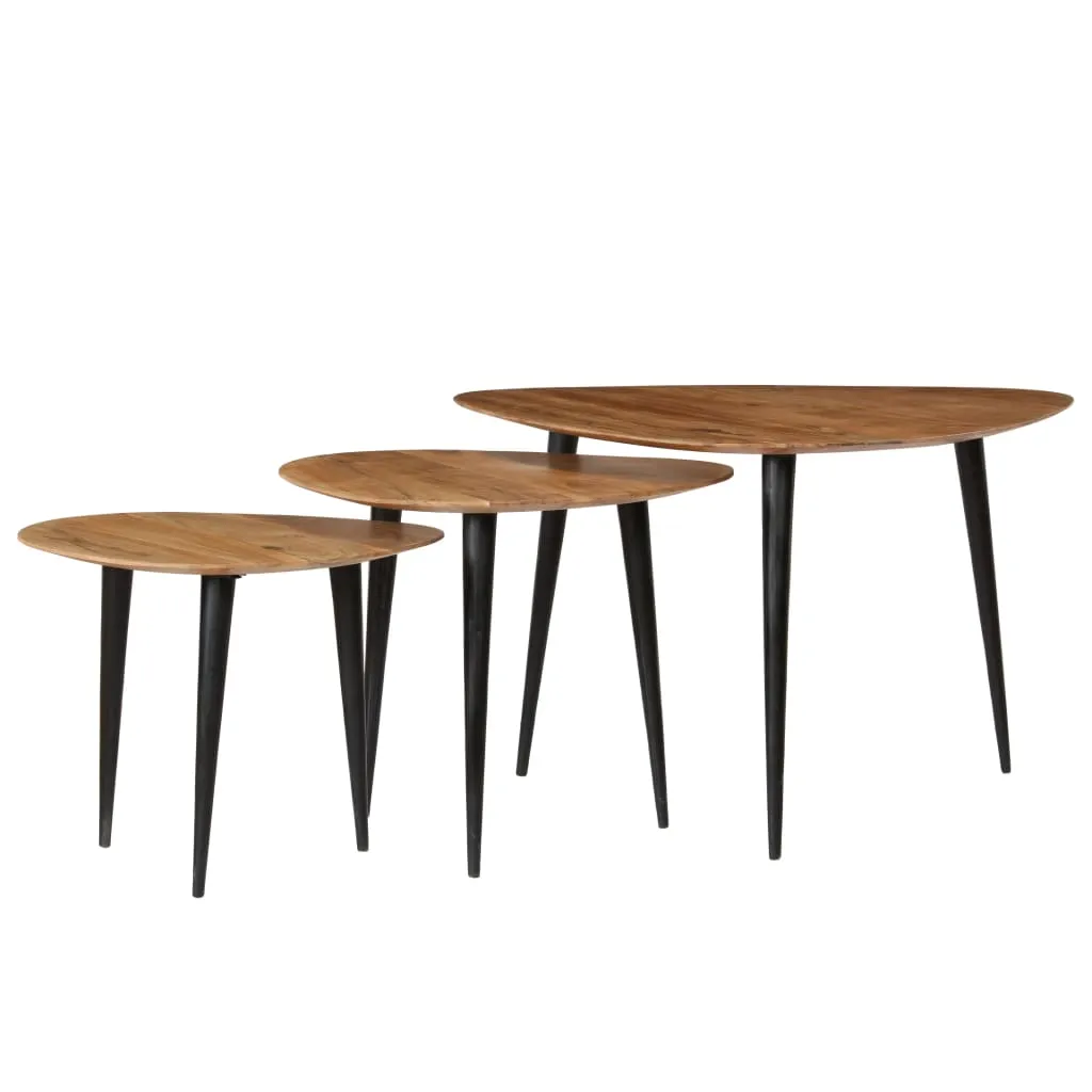 Echtholz Couchtische Set 3-teilig 70x70x40 cm Vintage-Charme
