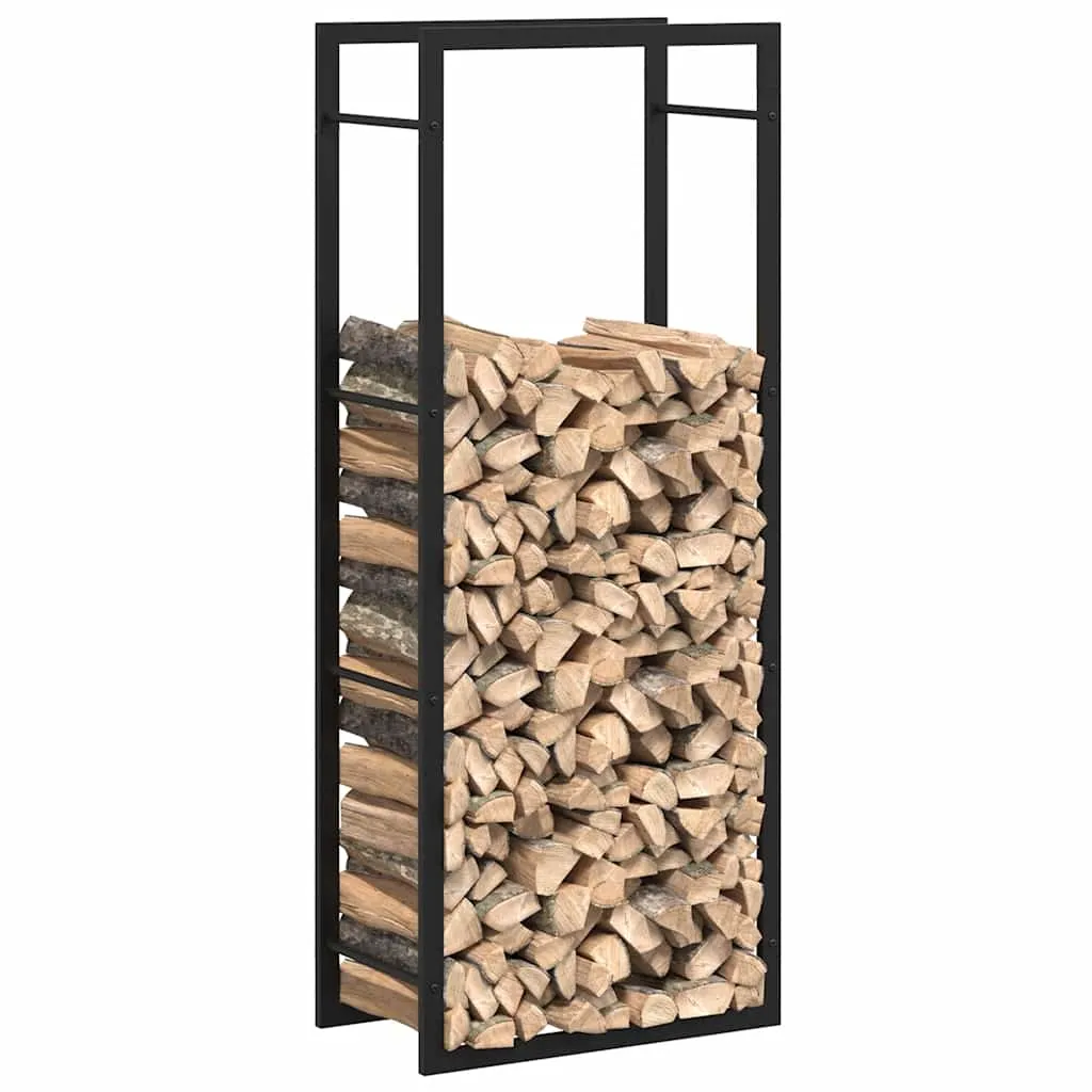 Kaminholzregal aus Stahl 50 x 28 x 132 cm Mattschwarz