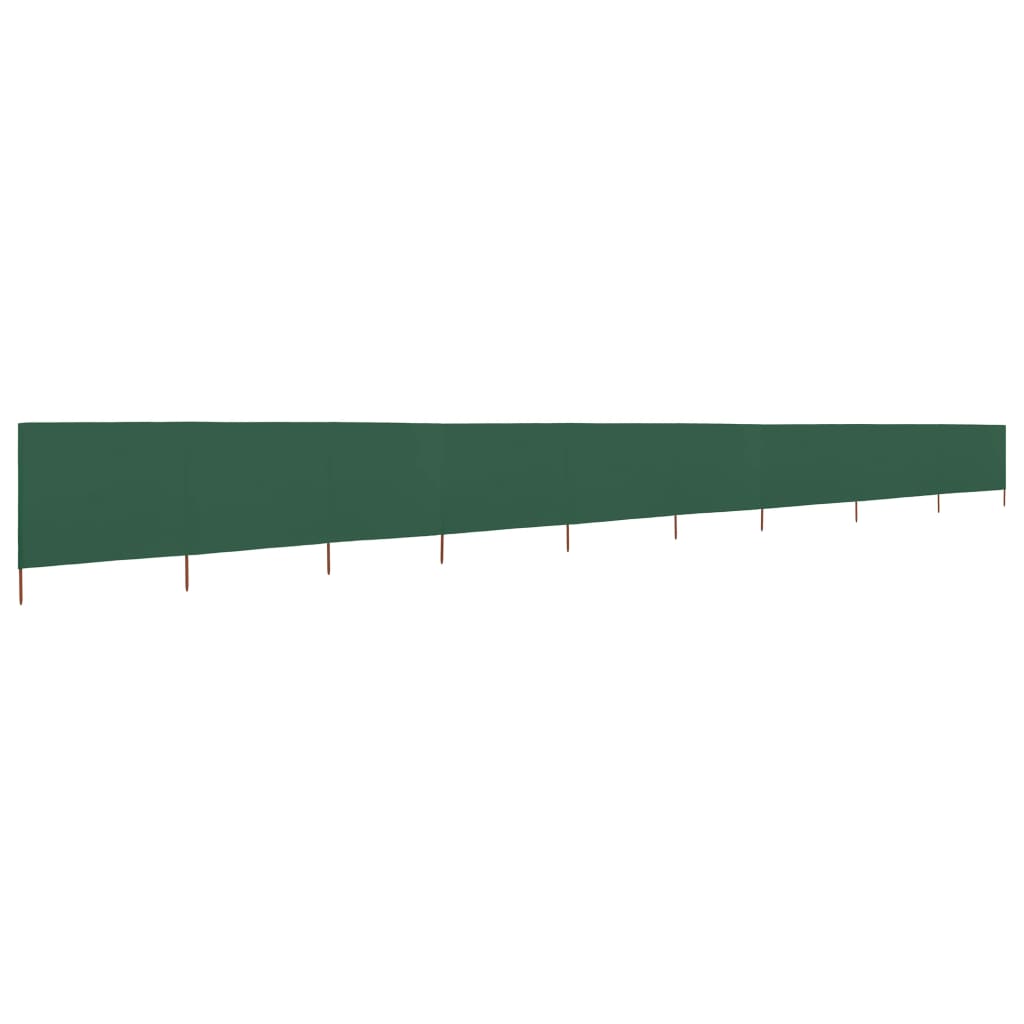 9-teiliger faltbarer Windschutz 1200 x 80 cm Grün mit Massivholzpfählen