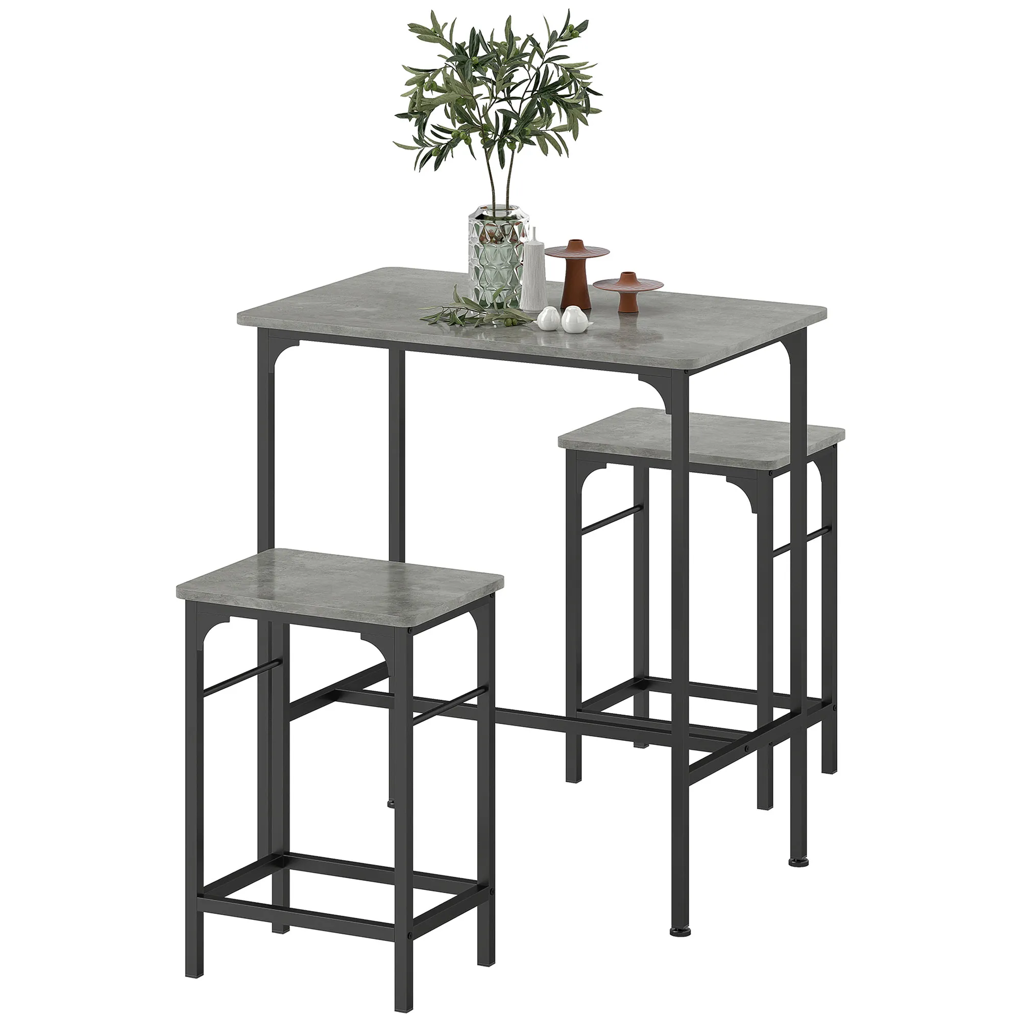 Industrie-Bartisch Set 80L x 50B x 87H cm Grau+Schwarz