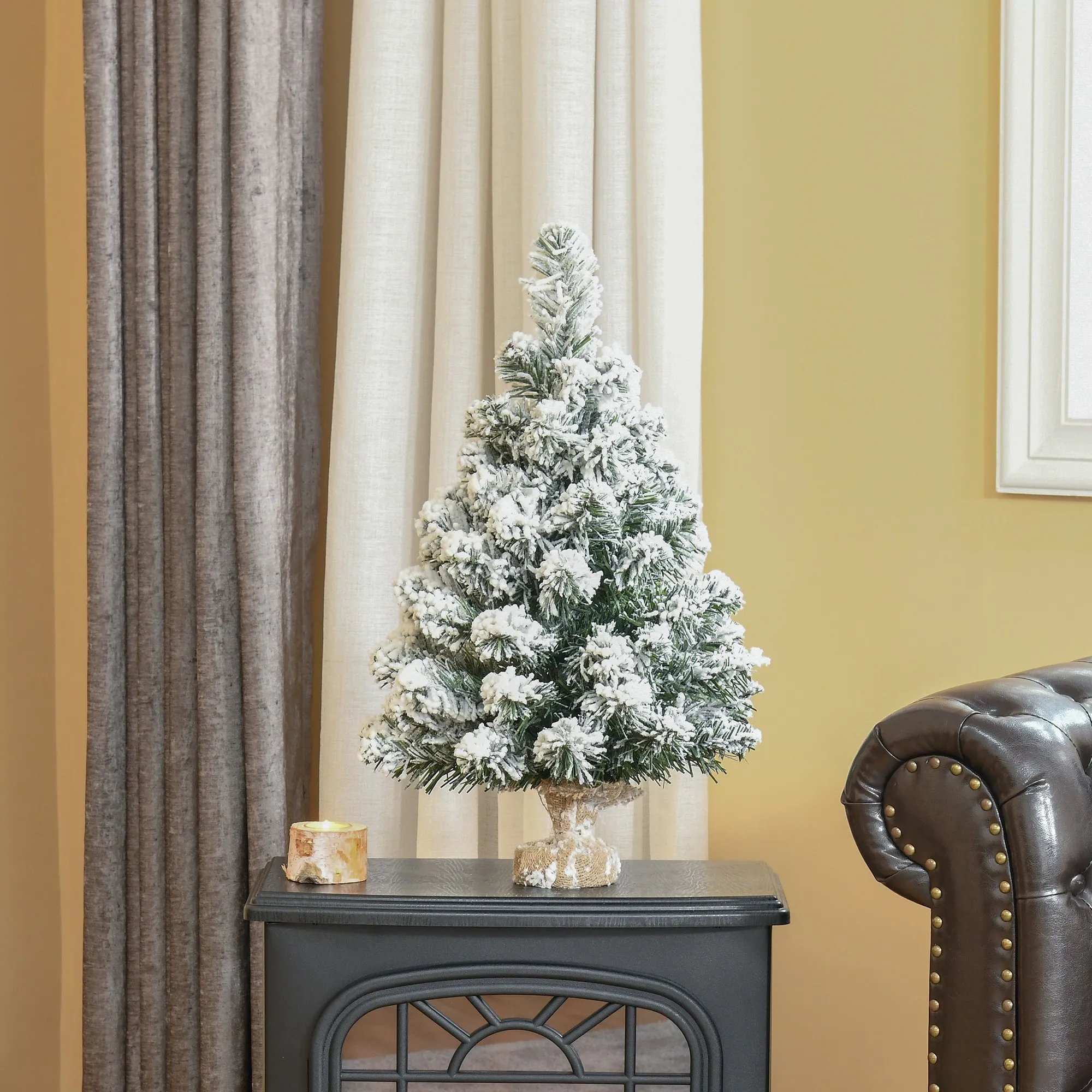 Künstlicher Weihnachtsbaum 60 cm mit Schnee-Effekt, Grün-Weiß
