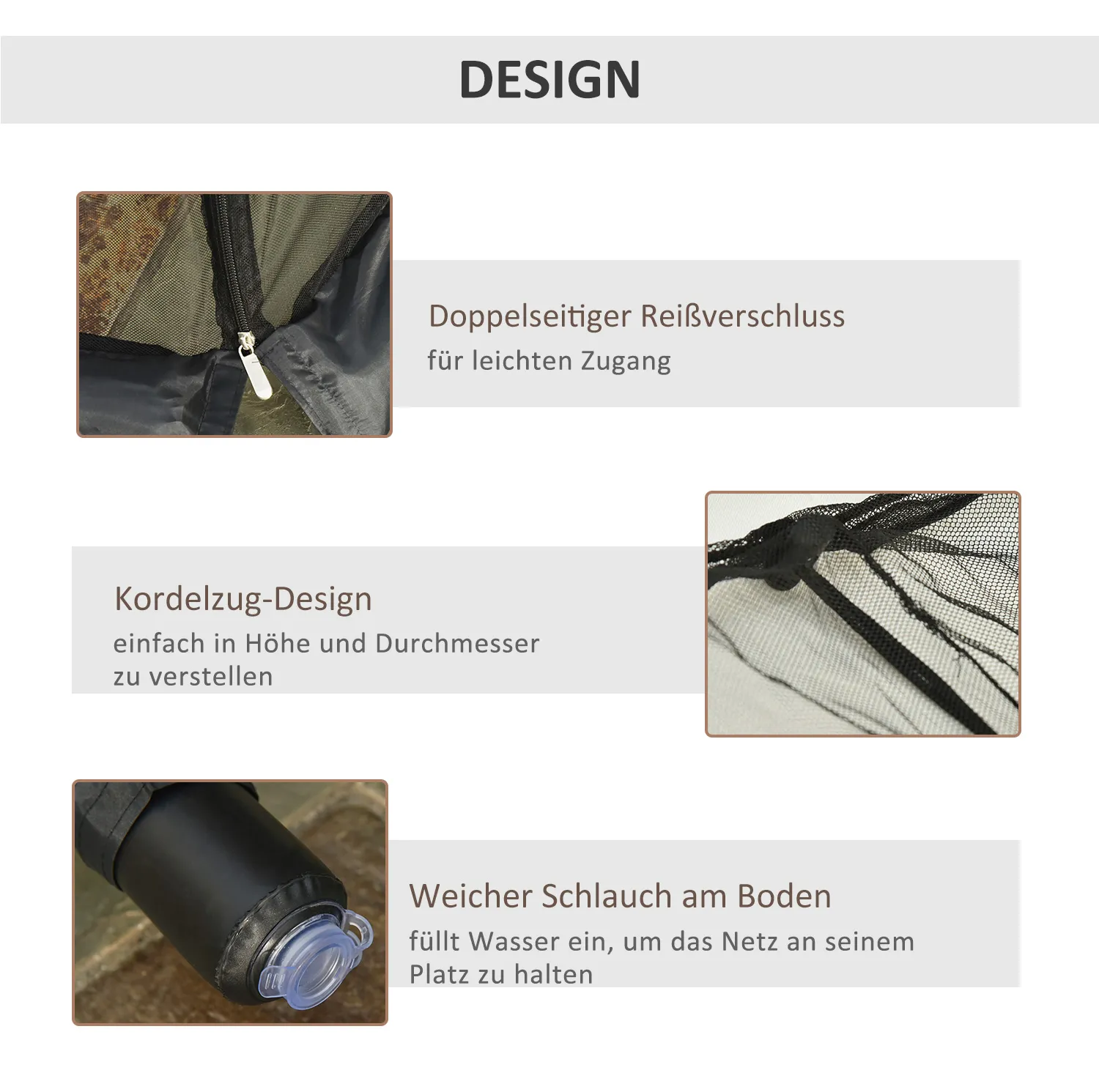 Moskitonetz für Sonnenschirme Ø300 cm Schwarz
