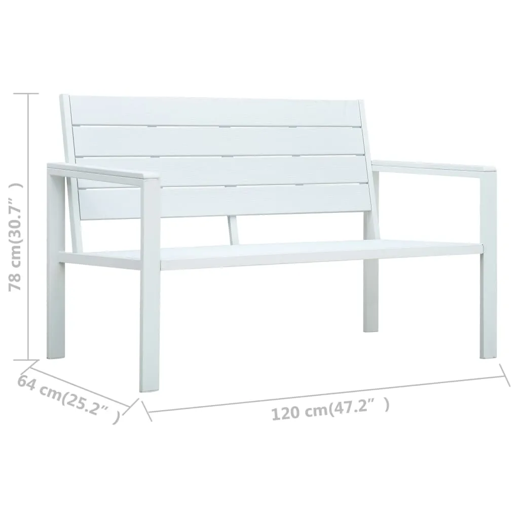 Gartenbank Weiß 120 x 64 x 78 cm aus robustem HDPE mit Stahlgestell