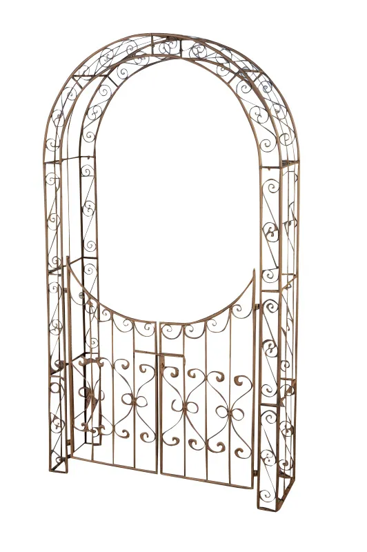 Rosenbogen mit Tor Sina 135x245x41.5 cm antik braun